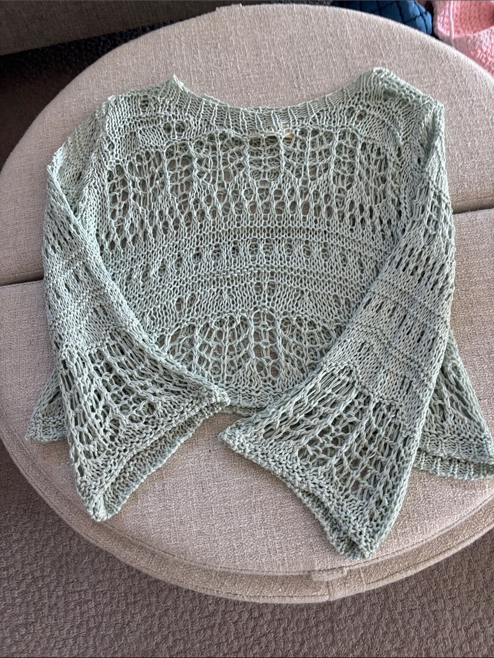 Open-Knit Light Sage Women's Sweater Shrug